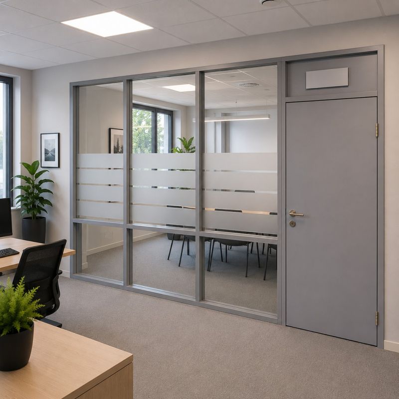 Flushfront glassvegger grå