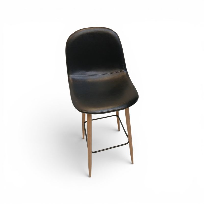 Pakkedeal 2 stk Lejone Barstol, sort skinn med ståbord Ø:70cm, sort